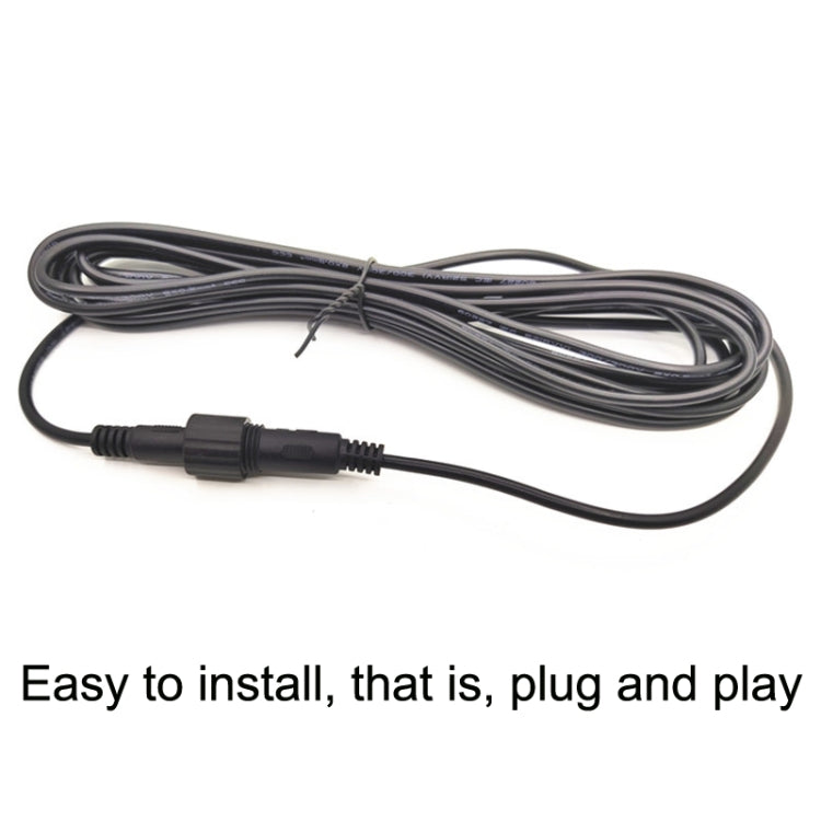 5m black DC extension cable with inline connector and looped cord