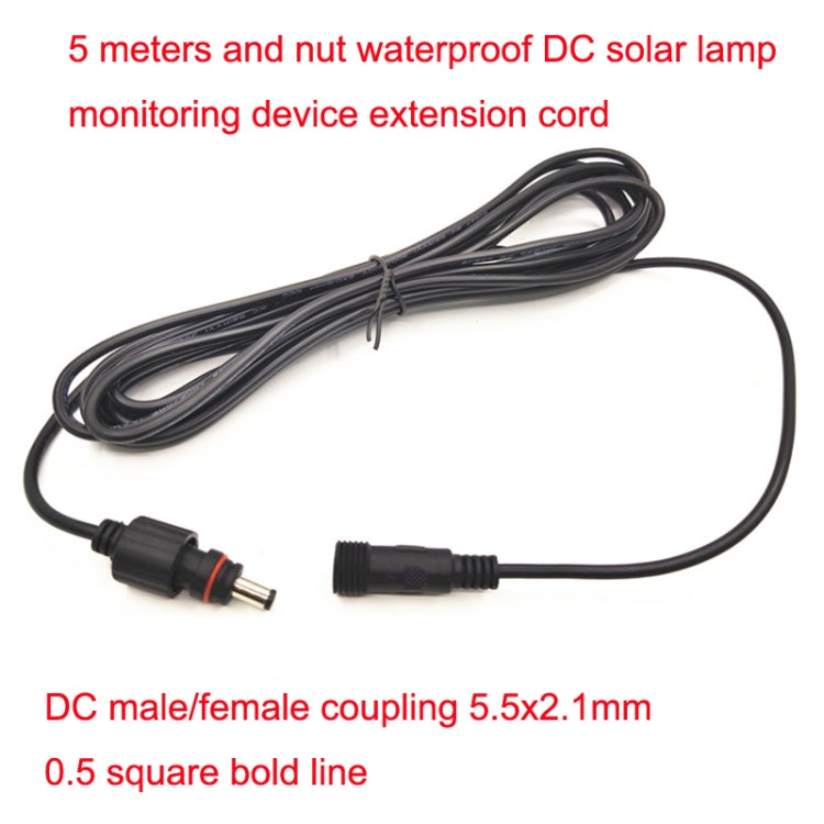 5m black DC extension cable with DC male/female coupling connectors