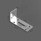 Right-angle hanging cabinet partition bracket with dimensions, metal L-bracket view