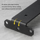 Close-up of black metal bracket plate end with mounting holes and folded profile.