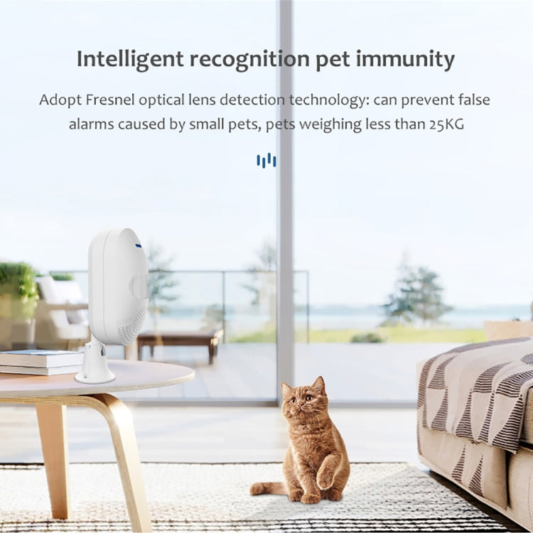Tuya WiFi PIR motion sensor alarm, white sensor for pet immunity detection