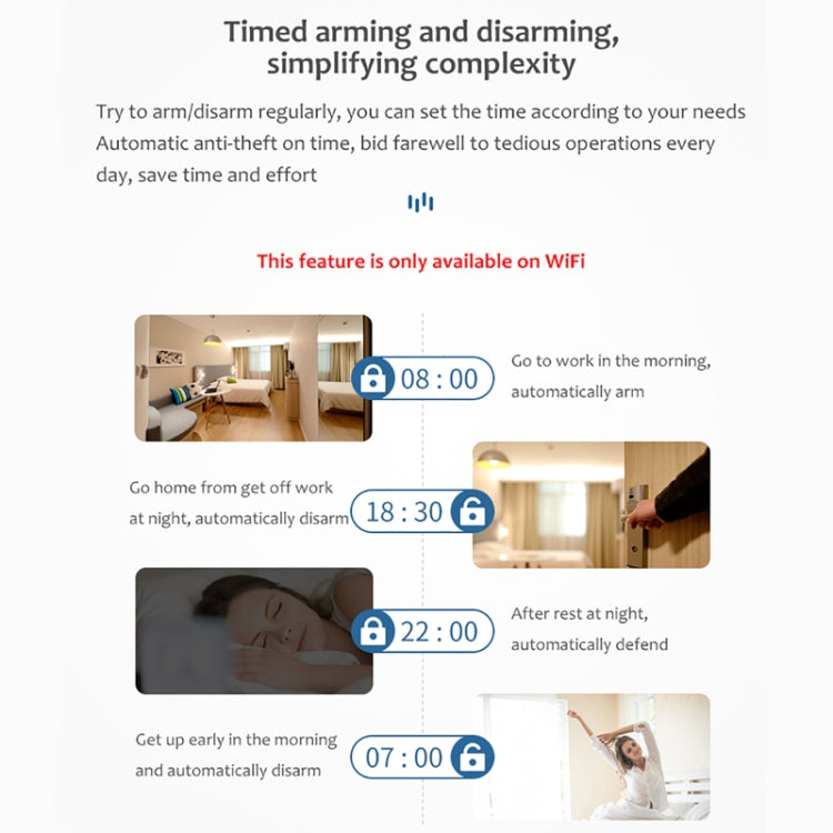 Tuya WiFi PIR motion sensor alarm with timed arm and disarm scheduling