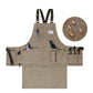 Khaki canvas tool apron with tool pockets, center organizer sleeve, and adjustable straps