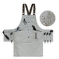 Light gray canvas tool apron with multi pockets, tool slots, and adjustable straps