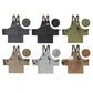 Assorted canvas tool aprons set in multiple colors, each with front pockets and straps