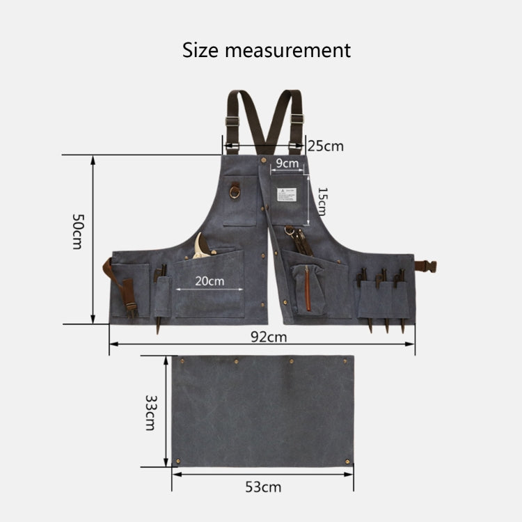 Canvas tool apron set in varied colors, showing pocket layout and tool holders