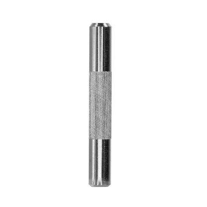 Metal folding hook dowel pin, silver-toned with textured middle and end caps