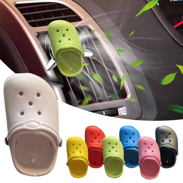 Shoe-shaped car air vent ornament with vent clip, green shown with multiple colors