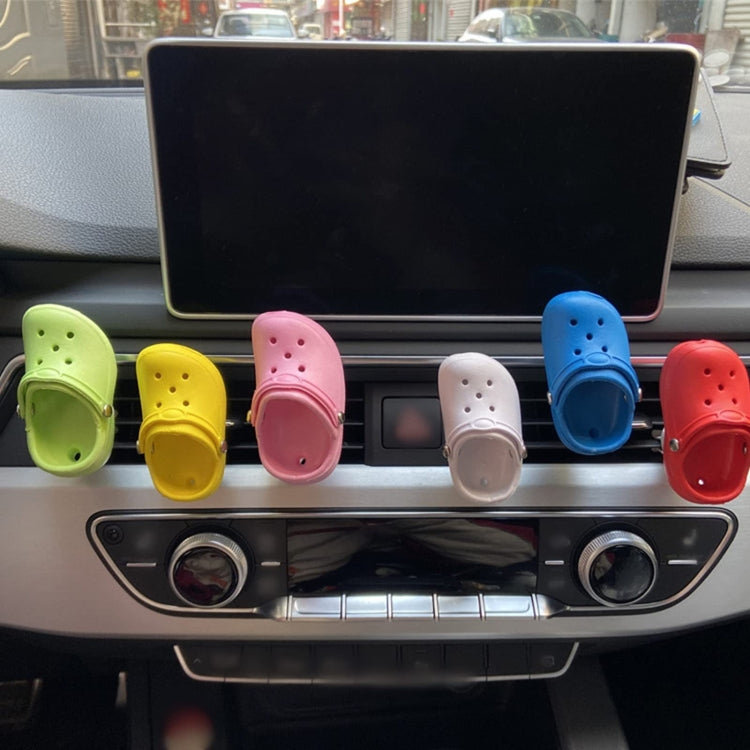 Set of shoe-shaped car air vent ornaments in green, yellow, pink, blue, and red