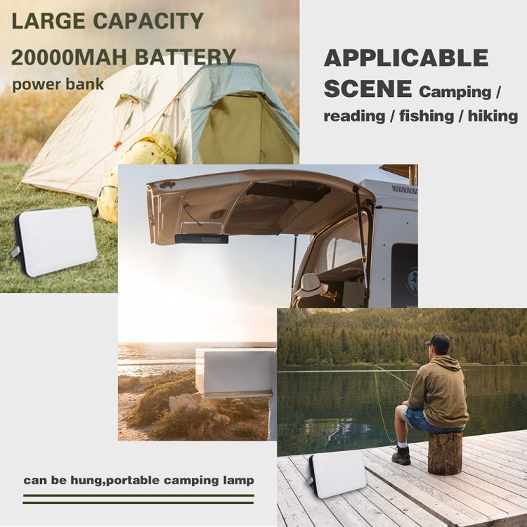 Portable rechargeable LED lantern light with foldable stand, rectangular panel