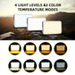 Portable LED camping light with white and warm lighting settings displayed