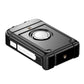USB rechargeable flashlight body with circular control dial, black casing and USB port