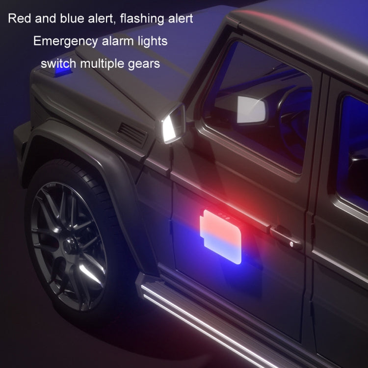 Flashing red and blue alert LEDs on the rechargeable light housing