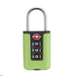 Light green TSA-style luggage combination padlock with 3-digit dial and steel shackle