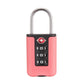 Pink TSA-style luggage combination padlock with 3-digit dial and steel shackle