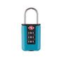 Lake-blue TSA-style luggage combination padlock with 3-digit dial and steel shackle
