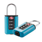 Lake-blue TSA-style luggage combination padlock with 3-digit dial and steel shackle