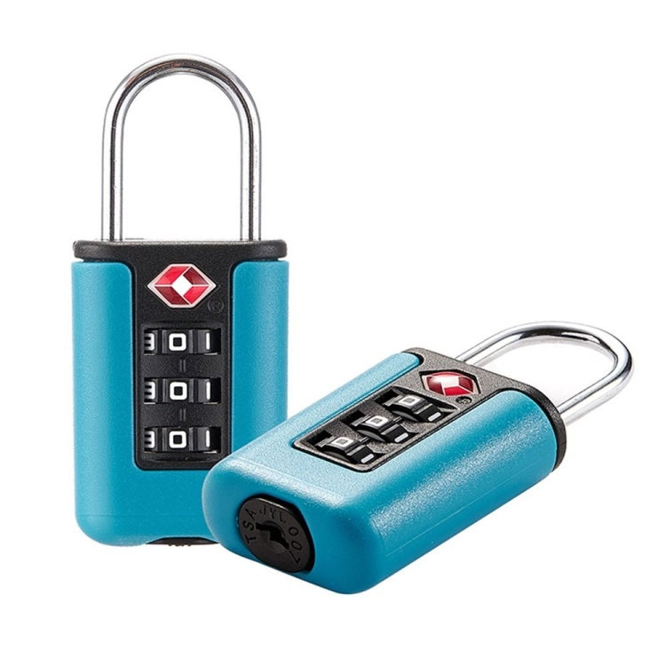 Lake-blue TSA-style luggage combination padlock with 3-digit dial and steel shackle