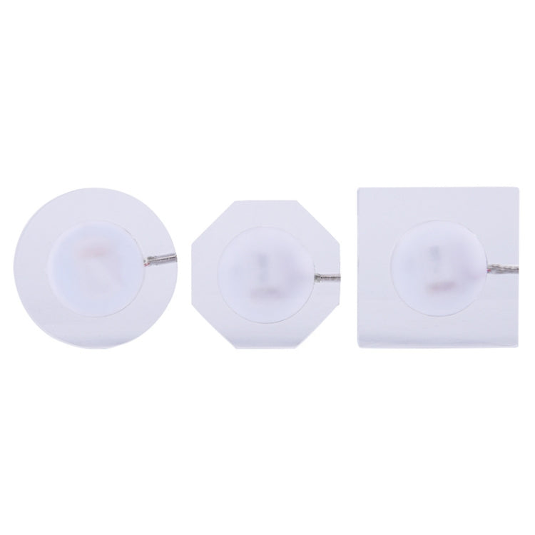Set of round, octagonal, and square transparent LED acrylic coasters with white light bases.