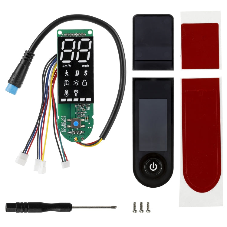 Scooter control board with detachable switch panel, display window, and red covers