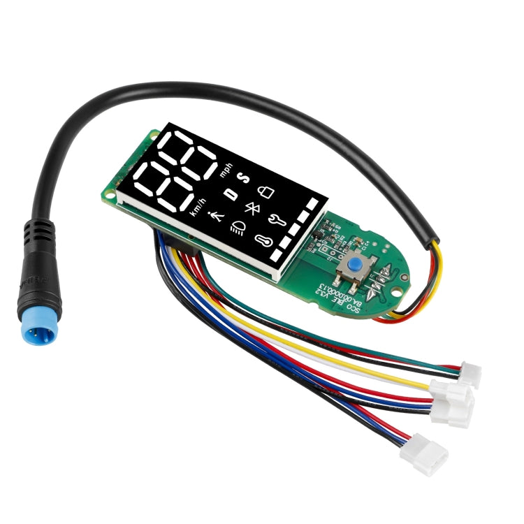 Electronic scooter speed display circuit board with attached wire harness