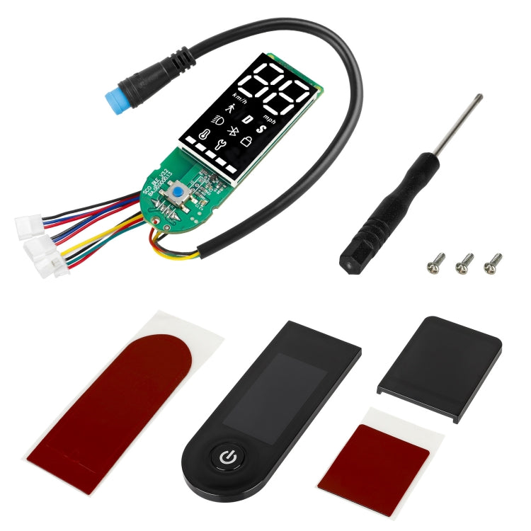 Scooter control module bundle with speed display board, switch fob, and red stickers