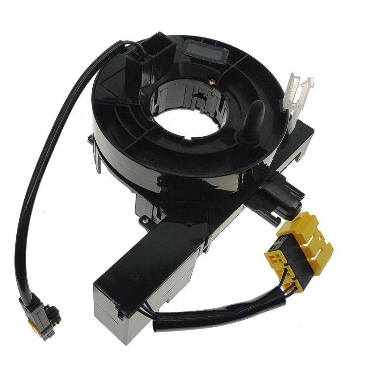 Black clock spring coil assembly with yellow electrical connectors and wire harness