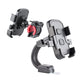 Mobile phone navigation bracket with base stand and side clamps, dark gray/black