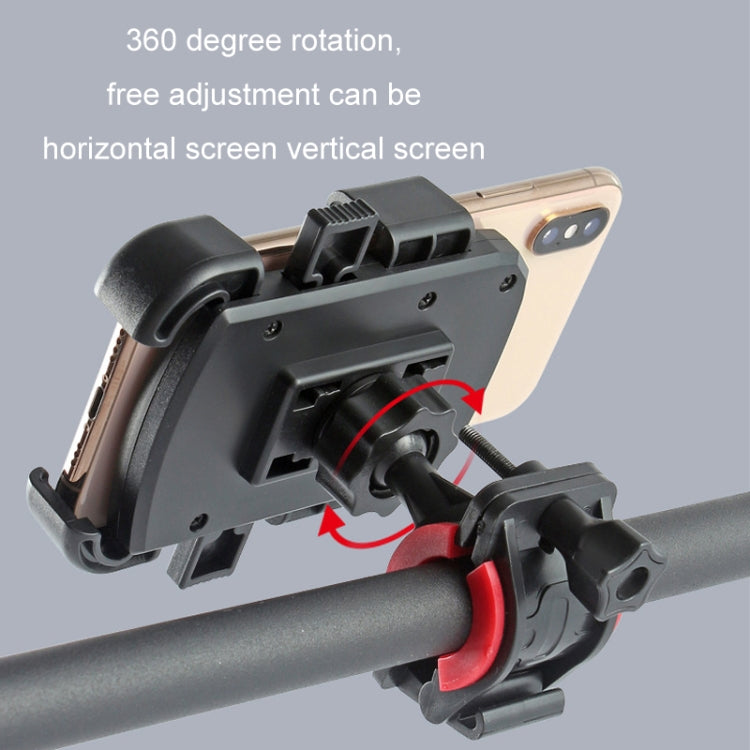 Mobile phone navigation bracket with swivel mount and clamp, dark gray/black and red ring