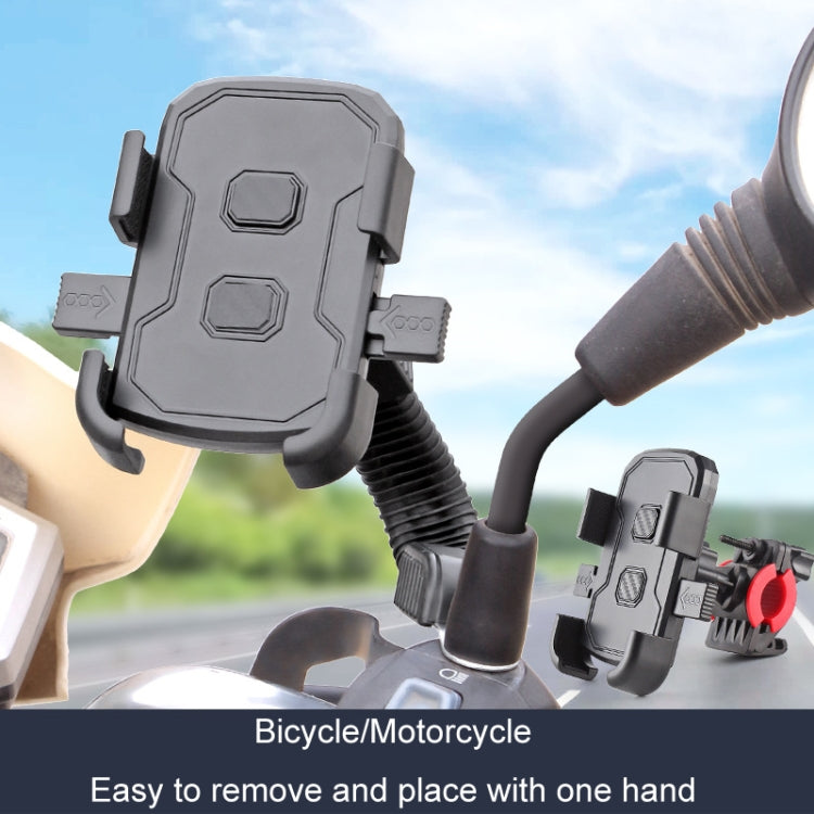 Phone navigation bracket with gray clamp and adjustable holder for bike or motorcycle