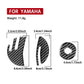 Sticker size guide for engine decals, showing three carbon-fiber pieces for Yamaha