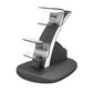Black PS5 controller charging dock with double handle stands and clear charging windows