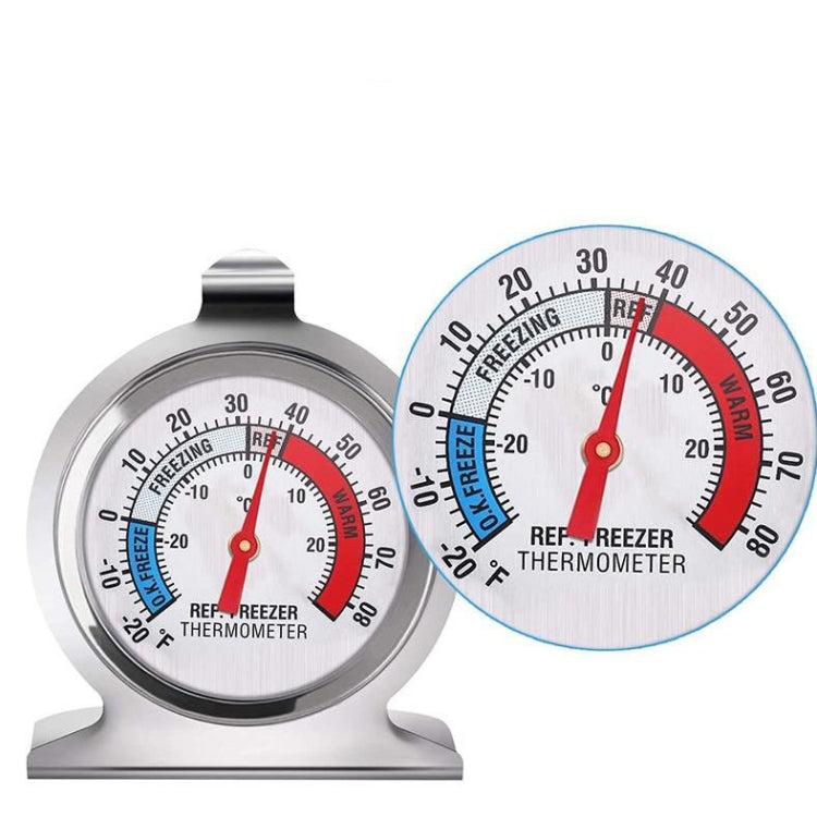 Set of refrigerator/freezer dial thermometers with stainless steel housings and red hands