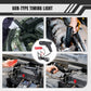 Gun-type timing light connected to an engine bay with red and black leads