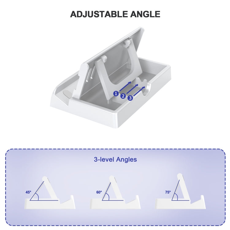 Adjustable angle desktop stand with 3-level support cradle