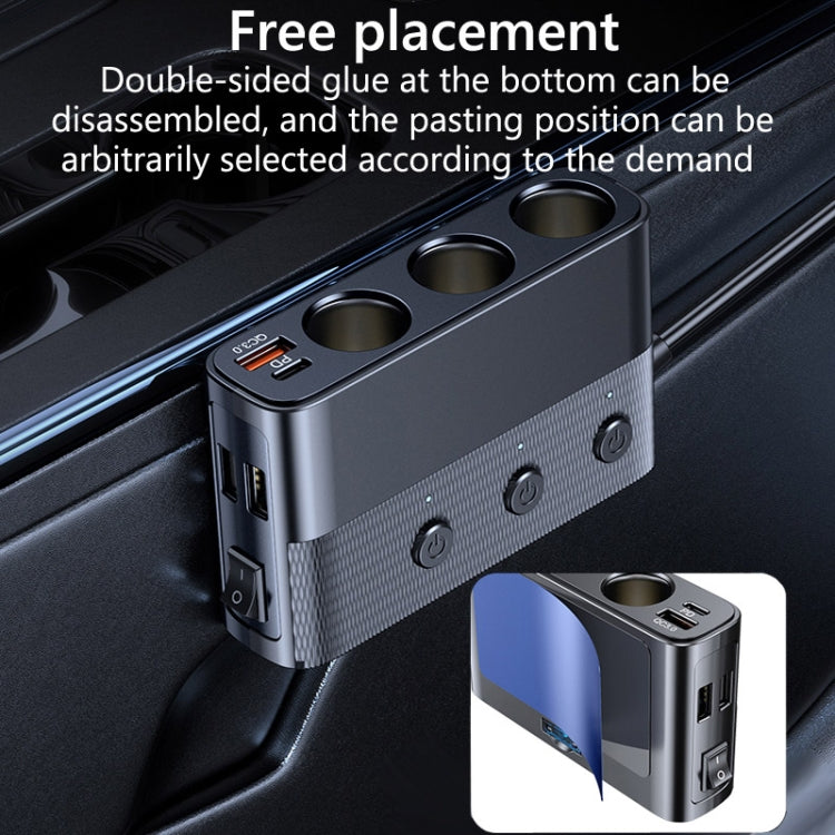 Car cigarette lighter USB charger with bottom mounting design inset and multiple ports