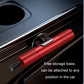 Red window escape hammer in car with included storage base for mounting