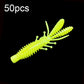 Set of 50 floating inverted shrimp baits, chartreuse yellow with multiple legs