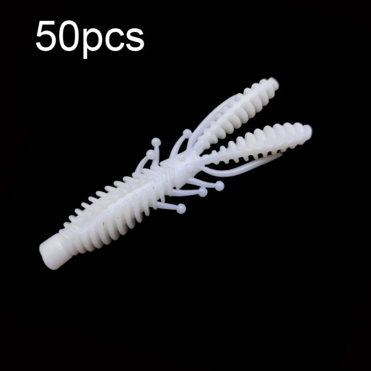 Set of 50 floating inverted shrimp baits, white with multiple legs
