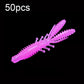 Pink shrimp-style soft fishing lure with ribbed body and small dangling antennae.