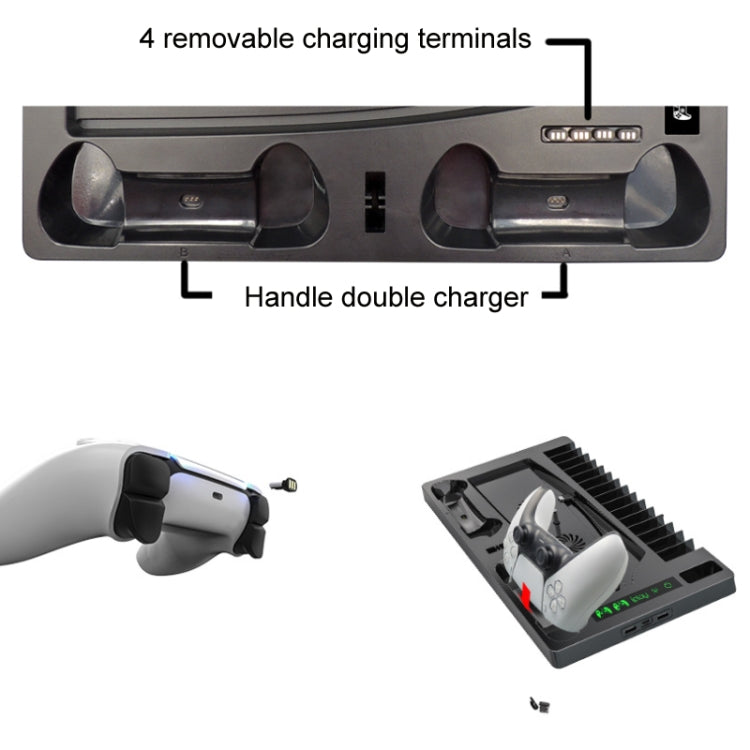 Stand base with four removable charging terminals and double handle charger
