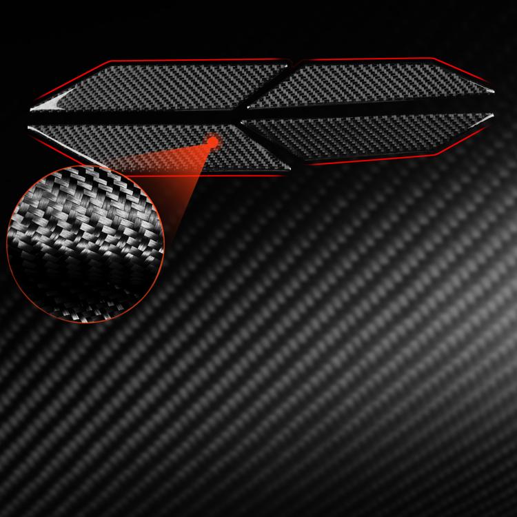 Carbon-fiber style protector set with red stripe; close-up texture view