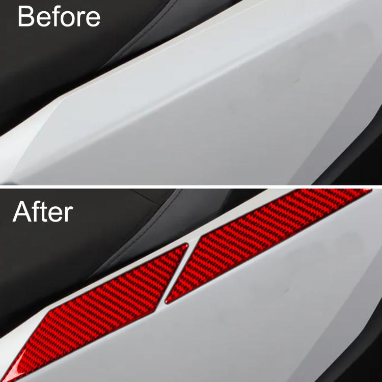 After-install view: red carbon-fiber style rear side panel upper protectors