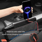 Black car seat gap organizer with blue edge, phone charging cable pass-through