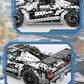 Racing car metal building block toy close-up of side frame and wheel area