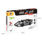 Racing car metal building block toy kit box featuring the assembled model illustration