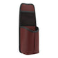 Red leather car seat hanging storage bag with mesh pocket and cup sleeve