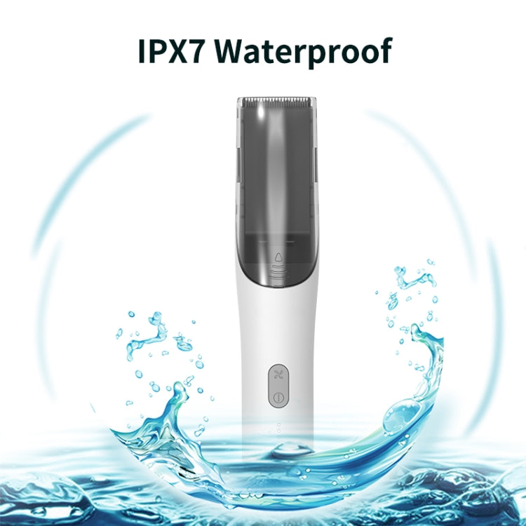 IPX7 waterproof electric hair clipper with water splash, white and gray body