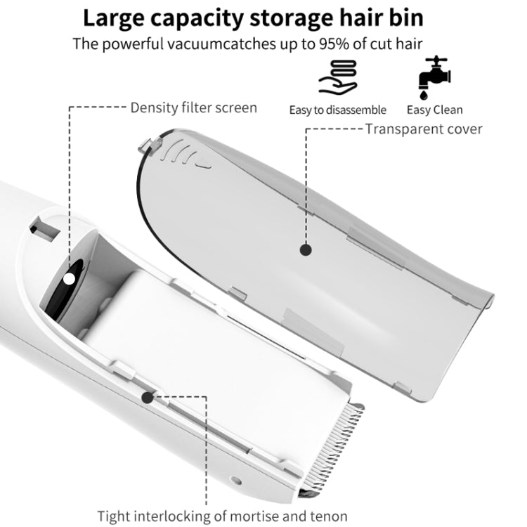 Electric hair clipper with suction upgrade and transparent blade cover, open view