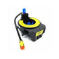 Clock spring coil for steering wheel, black unit with yellow reel and electrical plug